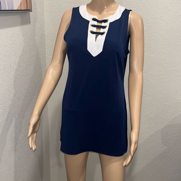 MICHAEL Michael Kors Navy and White top - Picture 1 of 7
